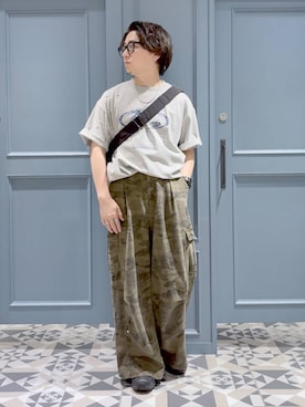「RAGEBLUE（レイジブルー）の2WAY/カーゴデザインパンツ（カーゴパンツ、グリーン系）」を使った、はいねさん（メンズ・165cm）の夏コーディネート