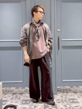 「アイテム（バンダナ/スカーフ）」を使った、はいねさん（メンズ・165cm）の秋コーディネート