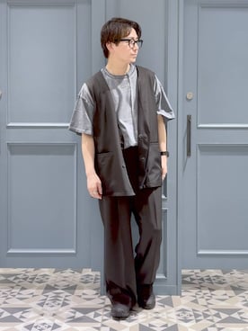 「RAGEBLUE（レイジブルー）のアイテム（スラックス）」を使った、はいねさん（メンズ・165cm）の春コーディネート