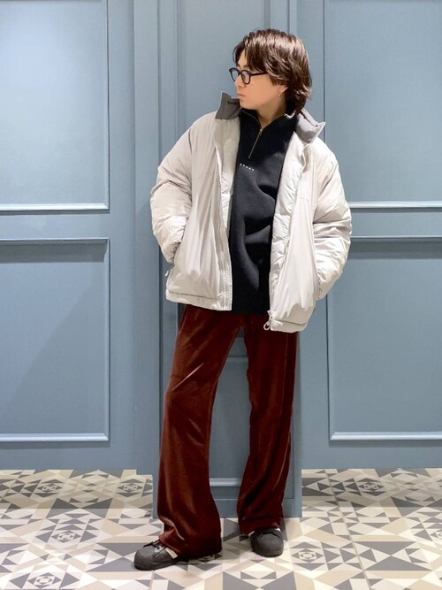 セール】フリース/ワンポイント刺繍ステッチハーフジップ（スウェット