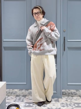 「アイテム（ポロシャツ、グレー系）」を使った、はいねさん（メンズ・165cm）の冬コーディネート