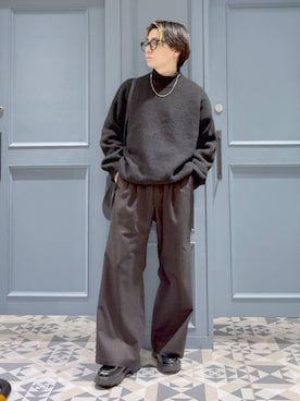 「アイテム（Tシャツ/カットソー、ブラック系）」を使った、はいねさん（メンズ・165cm）の冬コーディネート