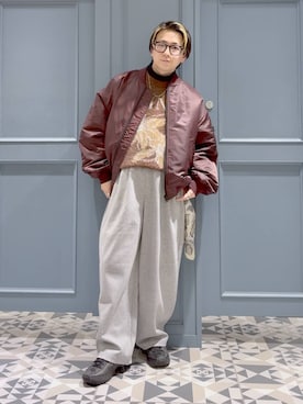 「アイテム（MA-1）」を使った、はいねさん（メンズ・165cm・20代）の秋コーディネート