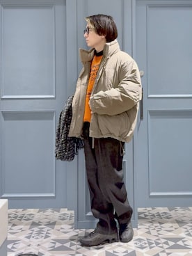 「デート/ロマンティック」｜「アイテム（ダウンジャケット/コート）」を使った、はいねさん（メンズ・165cm）の冬コーディネート