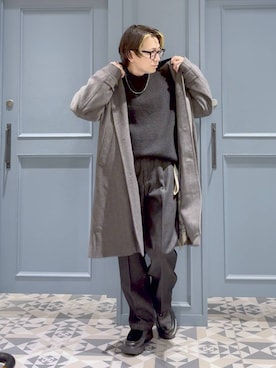 「アイテム（ステンカラーコート）」を使った、はいねさん（メンズ・165cm）の秋コーディネート