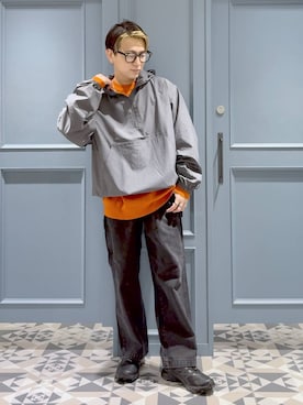 「RAGEBLUE（レイジブルー）のアイテム（パーカー）」を使った、はいねさん（メンズ・165cm）の秋コーディネート