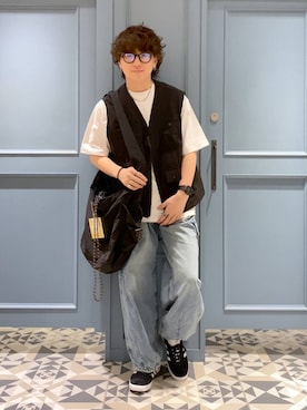 「RAGEBLUE（レイジブルー）のアイテム（スニーカー）」を使った、はいねさん（メンズ・165cm）の夏コーディネート