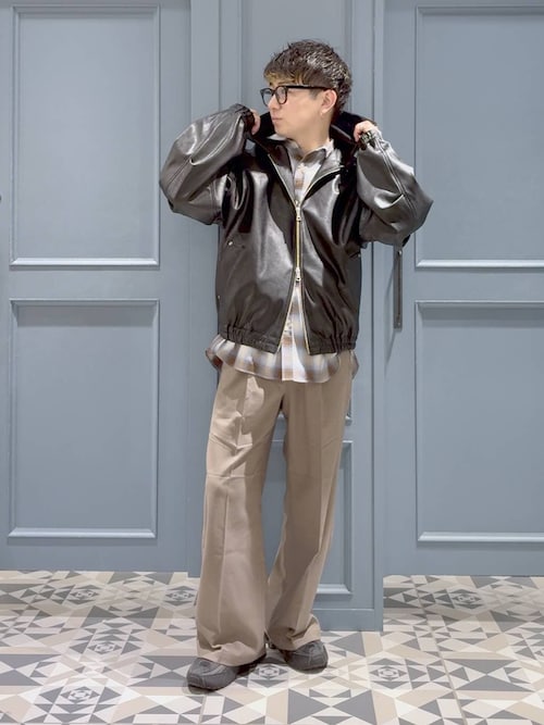 Synthetic Leather Short Hood Blouson/シンセティックレザーショート