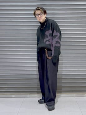 「アイテム（ウォレットチェーン、ブラウン系）」を使った、はいねさん（メンズ・165cm）の秋コーディネート