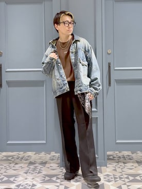 「アイテム（バンダナ/スカーフ）」を使った、はいねさん（メンズ・165cm）の秋コーディネート