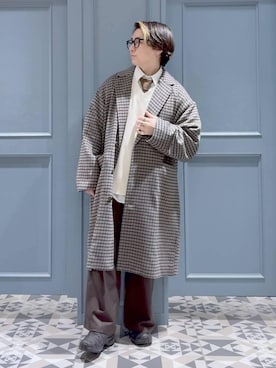 「アイテム（チェスターコート）」を使った、はいねさん（メンズ・165cm）の秋コーディネート