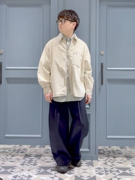 「RAGEBLUE（レイジブルー）の80TC Broad Check Over Shirt/ブロードミニチェックオーバーシャツ（シャツ/ブラウス、グリーン系）」を使った、はいねさん（メンズ・165cm）の春コーディネート
