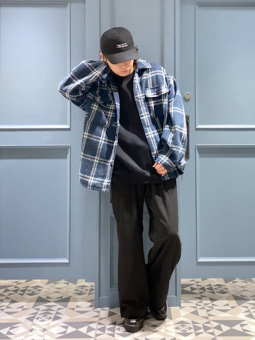 セール】ツイードオーバーサイズチェックシャツ（シャツ/ブラウス