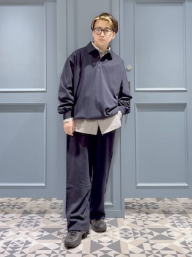 「アイテム（ポロシャツ）」を使った、はいねさん（メンズ・165cm）の秋コーディネート