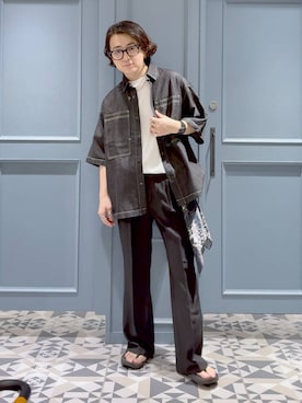 「デニムシャツ」｜「アイテム（財布/小物）」を使った、はいねさん（メンズ・165cm）の夏コーディネート