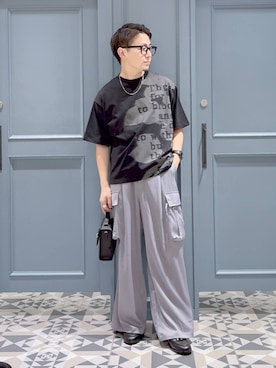 「RAGEBLUE（レイジブルー）の【接触冷感/吸水速乾】FLORAL PRINT T-SHIRTS/フラワープリントＴシャツ（T Shirts、ブラック系）」を使った、はいねさん（メンズ・165cm）の秋コーディネート
