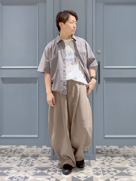 「RAGEBLUE（レイジブルー）の＜接触冷感/吸水速乾＞PHOTOGRAPHIC PRINT T-SHIRT/フォトグラフィックプリントTシャツ（T Shirts、ホワイト系）」を使った、はいねさん（メンズ・165cm）の秋コーディネート