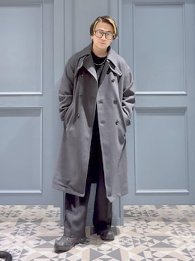 「アイテム（トレンチコート）」を使った、はいねさん（メンズ・165cm・20代）の冬コーディネート