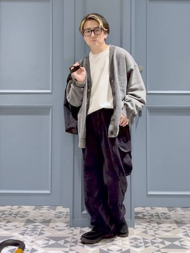 「アイテム（カーディガン/ボレロ、その他）」を使った、はいねさん（メンズ・165cm）の秋コーディネート