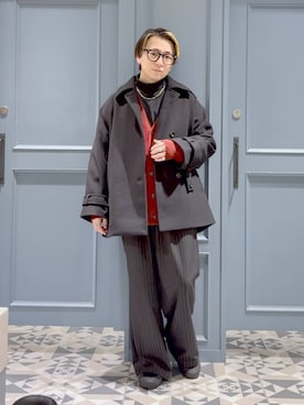 「アイテム（カーディガン/ボレロ）」を使った、はいねさん（メンズ・165cm）の秋コーディネート