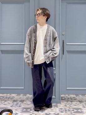 「アイテム（カーディガン/ボレロ、その他）」を使った、はいねさん（メンズ・165cm）の秋コーディネート