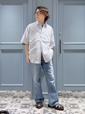 「RAGEBLUE（レイジブルー）のアイテム（Tシャツ/カットソー）」を使った、はいねさん（メンズ・165cm）の夏コーディネート