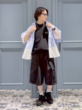 「RAGEBLUE（レイジブルー）のアイテム（シャツ/ブラウス）」を使った、はいねさん（メンズ・165cm）の夏コーディネート