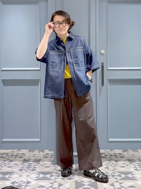 「デニムシャツ」｜はいねさん（メンズ・165cm）の夏コーディネート
