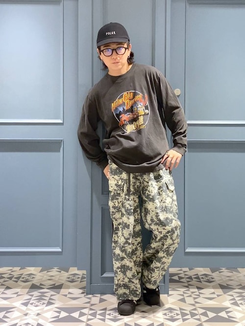 セール】カモフラージュ柄ミリタリーカーゴ/パラシュートパンツ