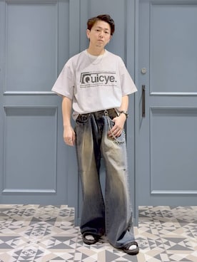「RAGEBLUE（レイジブルー）のWEST SWITCHING SEMI-FLARE DENIM PANTS/ウエスト切り替え/セミフレアデニムパンツ（Denim pants、ブルー系）」を使った、はいねさん（メンズ・165cm）の秋コーディネート