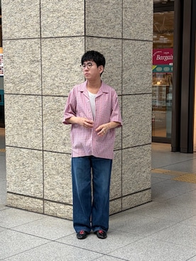 「URBAN RESEARCH（アーバンリサーチ）のMINI PLAID SHIRTS（シャツ/ブラウス、オレンジ系）」を使った、SAITO RYOTAさん（メンズ・167cm）の夏コーディネート