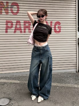 「RAY CASSIN（レイカズン）のアイテム（パンツ）」を使った、タカハシモエさん（レディース・162cm）の夏コーディネート