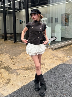 「RAY CASSIN（レイカズン）のアイテム（バッグ）」を使った、タカハシモエさん（レディース・162cm）の夏コーディネート