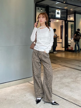 「GRL（グレイル）のアイテム（Tシャツ/カットソー）」を使った、タカハシモエさん（レディース・162cm）の夏コーディネート