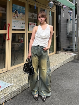 「RAY CASSIN（レイカズン）のアイテム（バッグ）」を使った、タカハシモエさん（レディース・162cm）の夏コーディネート