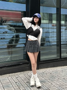 「GRL（グレイル）のアイテム」を使った、タカハシモエさん（レディース・162cm）の夏コーディネート