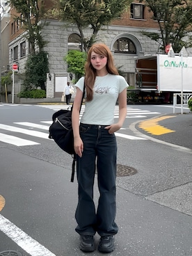 「アイテム（Tシャツ/カットソー、その他）」を使った、タカハシモエさん（レディース・162cm）の夏コーディネート