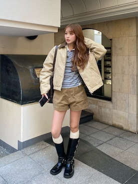 「アイテム（ブルゾン）」を使った、タカハシモエさん（レディース・162cm）の冬コーディネート