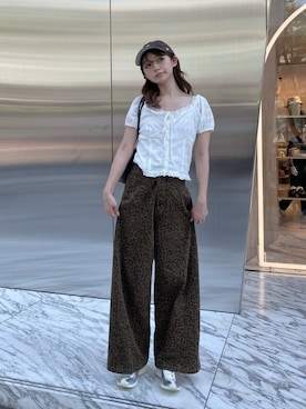 「ブラウンコーデ」｜「アイテム（シューズ）」を使った、タカハシモエさん（レディース・162cm）の夏コーディネート