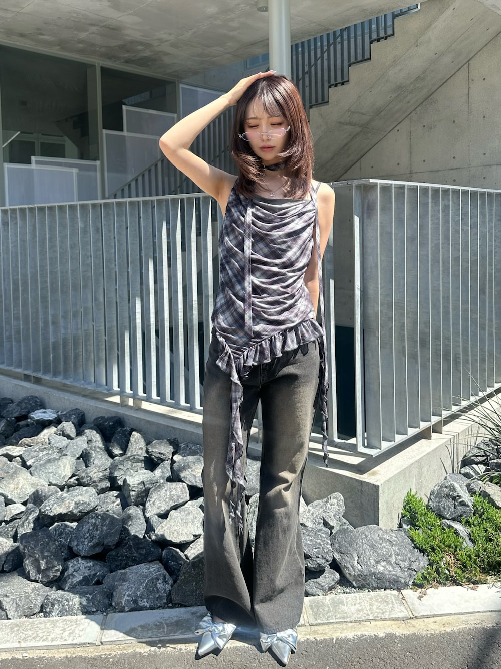 ウエスト調節可　フレアデニムパンツ RAY CASSIN（レイカズン）の「【ウエスト調節可/2サイズ展開