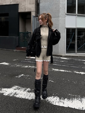 「RAY CASSIN（レイカズン）のアイテム（パンツ）」を使った、タカハシモエさん（レディース・162cm）の秋コーディネート