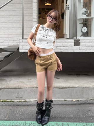 「RAY CASSIN(レイカズン)のマリンマイクロショートパンツ(その他パンツ)」を使った、タカハシモエさん(レディース・162cm)の夏コーディネート