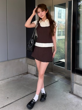 「RAY CASSIN（レイカズン）のアイテム（トップス）」を使った、タカハシモエさん（レディース・162cm）の夏コーディネート