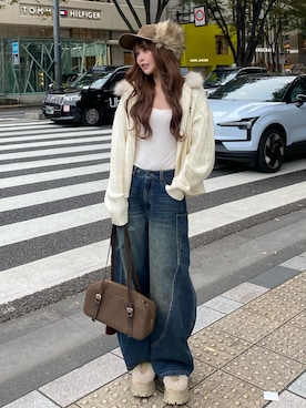 「アイテム（帽子）」を使った、タカハシモエさん（レディース・162cm）の秋コーディネート