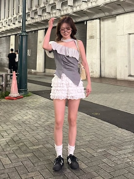 「TITTY&CO.（ティティーアンドコー）のアイテム」を使った、タカハシモエさん（レディース・162cm）の夏コーディネート