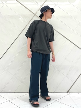 「Snow Peak（スノーピーク）のアイテム」を使った、山﨑 亮太さん（メンズ・172cm）の夏コーディネート