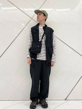 「アイテム（ベスト）」を使った、山﨑 亮太さん（メンズ・172cm）の夏コーディネート