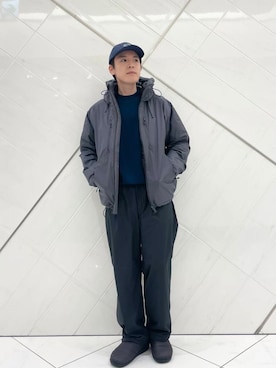 「アイテム（ダウンジャケット/コート）」を使った、山﨑 亮太さん（メンズ・172cm）の秋コーディネート