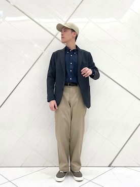 「アイテム（スーツジャケット）」を使った、山﨑 亮太さん（メンズ・172cm）の夏コーディネート