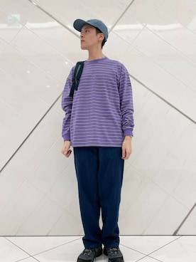 「アイテム（バックパック/リュック）」を使った、山﨑 亮太さん（メンズ・172cm）の夏コーディネート